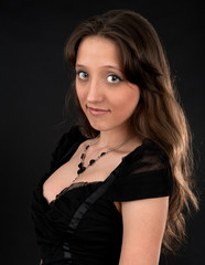 beautiful woman on black background