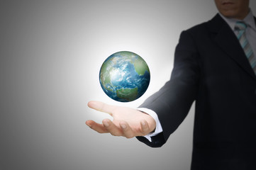 Hand of Business Man Hold Earth Globe.  Elements of this image f