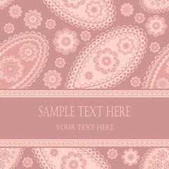 Inviting Card With Paisley Background In Pastel Colors
