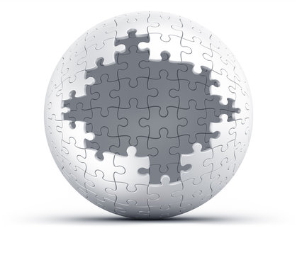 Puzzle sphere with a big hole