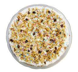 Christmas cake on plate isolated