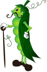 Cartoon pea pod