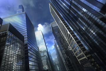 Fototapeta na wymiar Nowoczesny budynek miejski z dramatyczne niebo