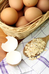 Fresh eggs in a basket