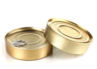 Two tin cans isolated on white