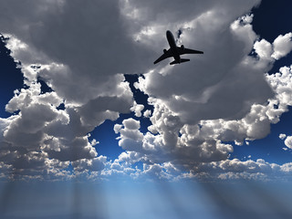 空　雲　飛行機　cloud sunny sky airplane