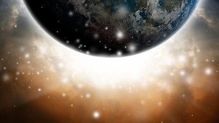 Abstract planet in sky