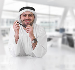 successful arabian businessman / executive in office