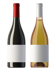 burgundy  shape red and white wine bottles with blank labels