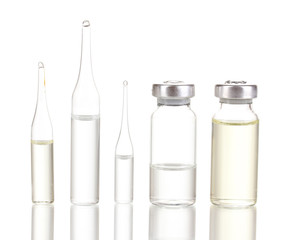 Medical ampoules isolated on white