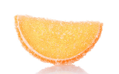 orange jelly candy isolated on white