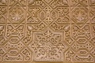 Arabesques in Patio of Arrayanes. Alhambra