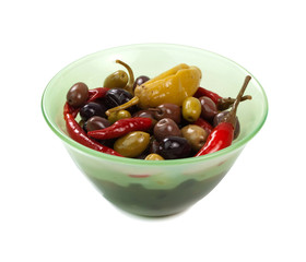 Mediterranean mix appetizer on white background