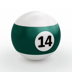 Colorful pool ball over white
