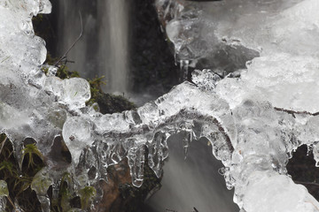 Ice crystals and water