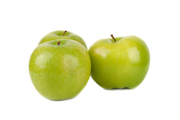 Green apples isolated on the white.