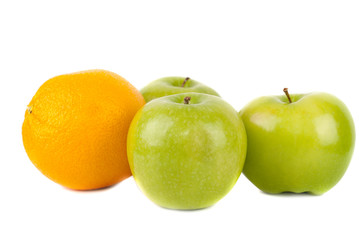 Green apples and one orange