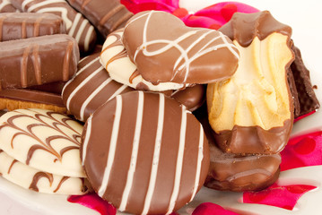 Chocolate assorted cookies  background.