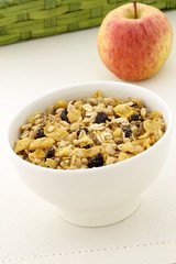 healthy granola and fresh fruits