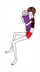 side view of woman sitting