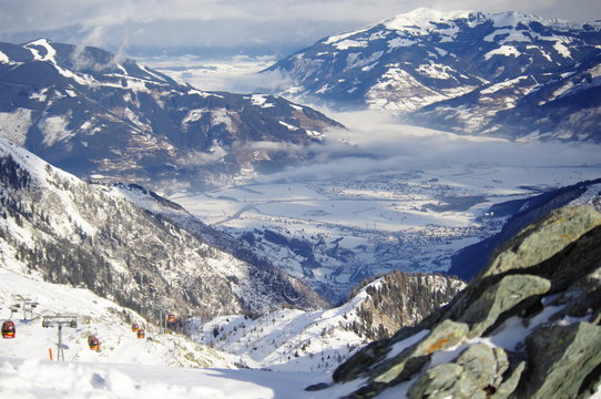 Alps valley from above