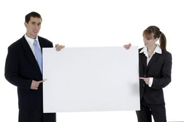 The businessman and the businesswoman hold a clean sheet