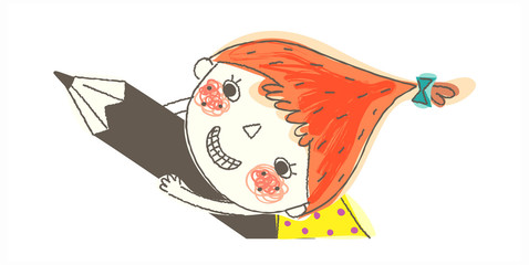 close-up of girl holding pencil