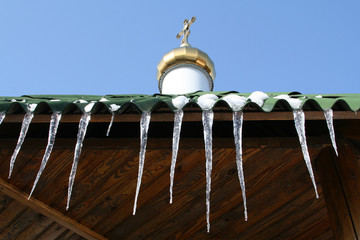 Icicles and chapel's roof
