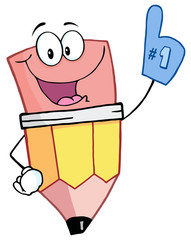 Pencil Guy Wearing A Number One Glove