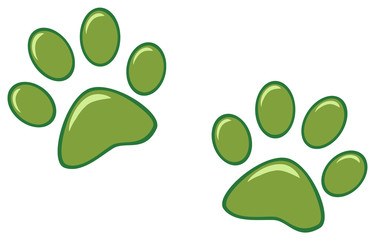 Green Paw Prints. Vector Illustration