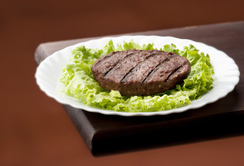 Hamburger with salad