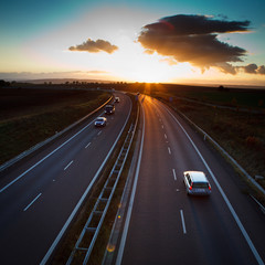 highway traffic - motion blurred truck on a highway/motorway