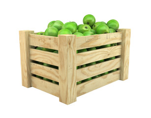 Fototapeta na wymiar Green Apples in Fruit Crate