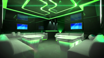 Green cyber interior room