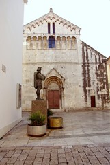 Fototapeta na wymiar Statue in front of the Chrysogonus church in Zadar in Croatia