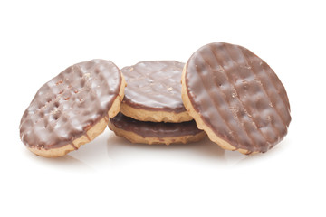 Chocolate biscuits isolated on white background