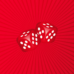 3D Dice on Red Background