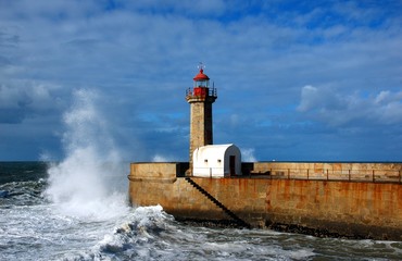 Fototapeta premium Lighthouse in Foz of Douro, Portugal