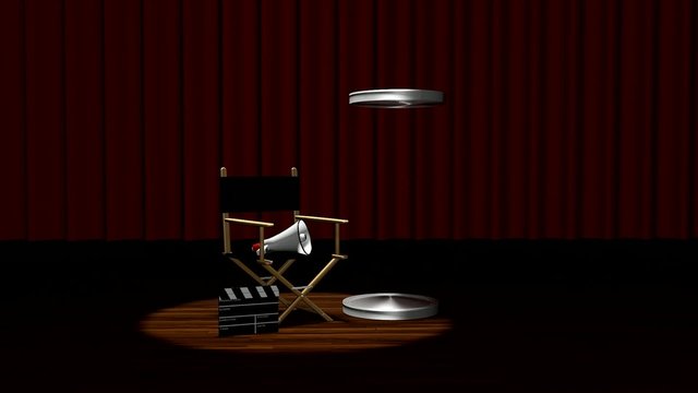 clapper and film   close to the director