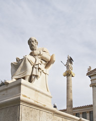 Plato the philosopher and Athena, godess of wisdom
