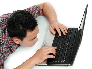 tired man with head down