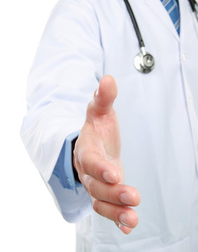 doctor giving hand for handshake
