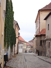 Fototapeta na wymiar Backstreet with small houses in historical center of Bratislava