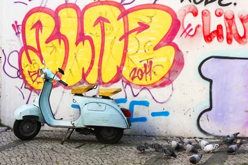 Printed kitchen splashbacks Scooter Scooter and graffiti