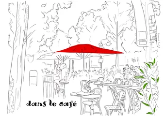 Aluminium Prints Drawn Street cafe Cafe on the Champs-Elysees 2.