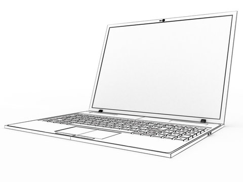 Drawing a laptop on a white background №1