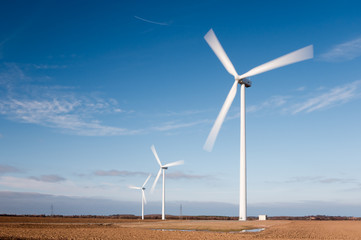 Wind turbines with motion blur