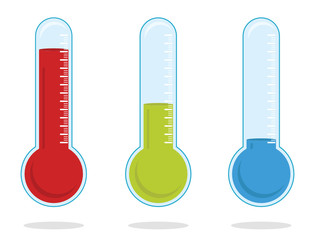 set of three color thermometers