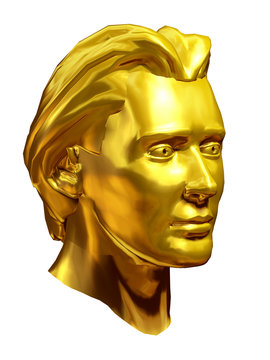golden bust of a man half profile