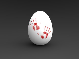 handprints on an egg